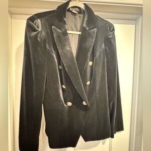 VENUS Black Velvet Blazer with Gold Buttons